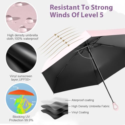 PALAY® 2Pcs Mini Sun Umbrella UPF 50 Plus Sun Protective Umbrella with Black Liner 6 Strong Ribs Design Fashion Outdoor Folding Umbrella Travel Lightweight Umbrella with Rubberized Hanging Handle PALAY® 2Pcs Mini Sun Umbrella UPF 50 Plus Sun Protective Umbrella with Black Liner 6 Strong Ribs Design Fashion Outdoor Folding Umbrella Travel Lightweight Umbrella with Rubberized Hanging Handle